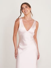 Six Stories Pale Pink Twist Back Satin Bridesmaid Dress - Image 4 of 5
