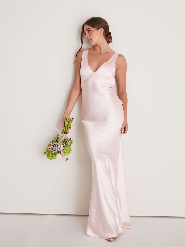 Six Stories Pale Pink Twist Back Satin Bridesmaid Dress - Image 5 of 5