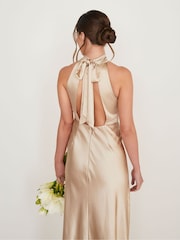 Six Stories Halter Neck Satin Flower Girl Dress - Image 3 of 6