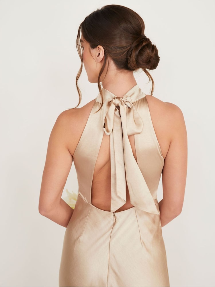 Six Stories Halter Neck Satin Flower Girl Dress - Image 5 of 6