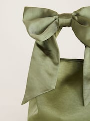 Six Stories Green Bow Detail Satin Pouch Bag - Image 2 of 3