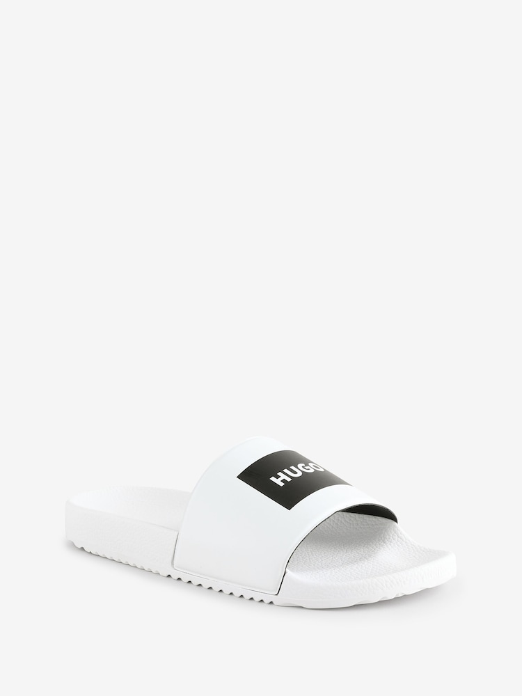 HUGO White Hugo Logo Label Sliders - Image 2 of 6