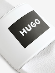 HUGO White Hugo Logo Label Sliders - Image 4 of 6