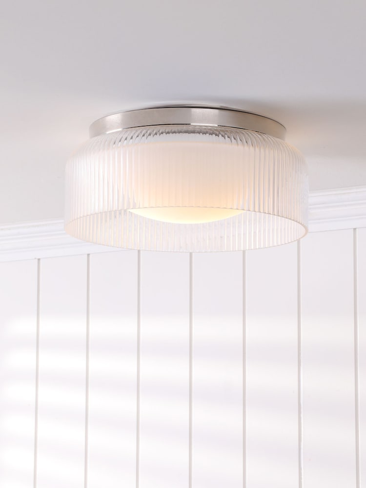 Laura Ashley Polished Chrome Charissa 1 Light Flush Ceiling Light Ip44 - Image 1 of 7