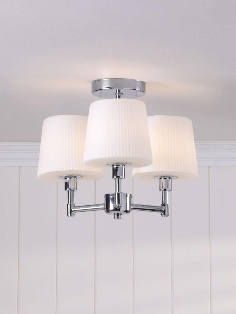 Laura Ashley Polished Chrome Bayfield 3 Light Semi Flush Ceiling Light Ip44 - Image 1 of 7