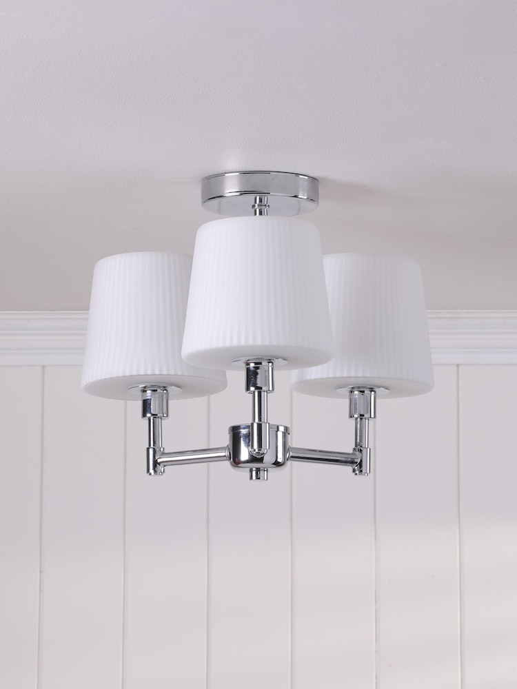 Laura Ashley Polished Chrome Bayfield 3 Light Semi Flush Ceiling Light Ip44 - Image 2 of 7
