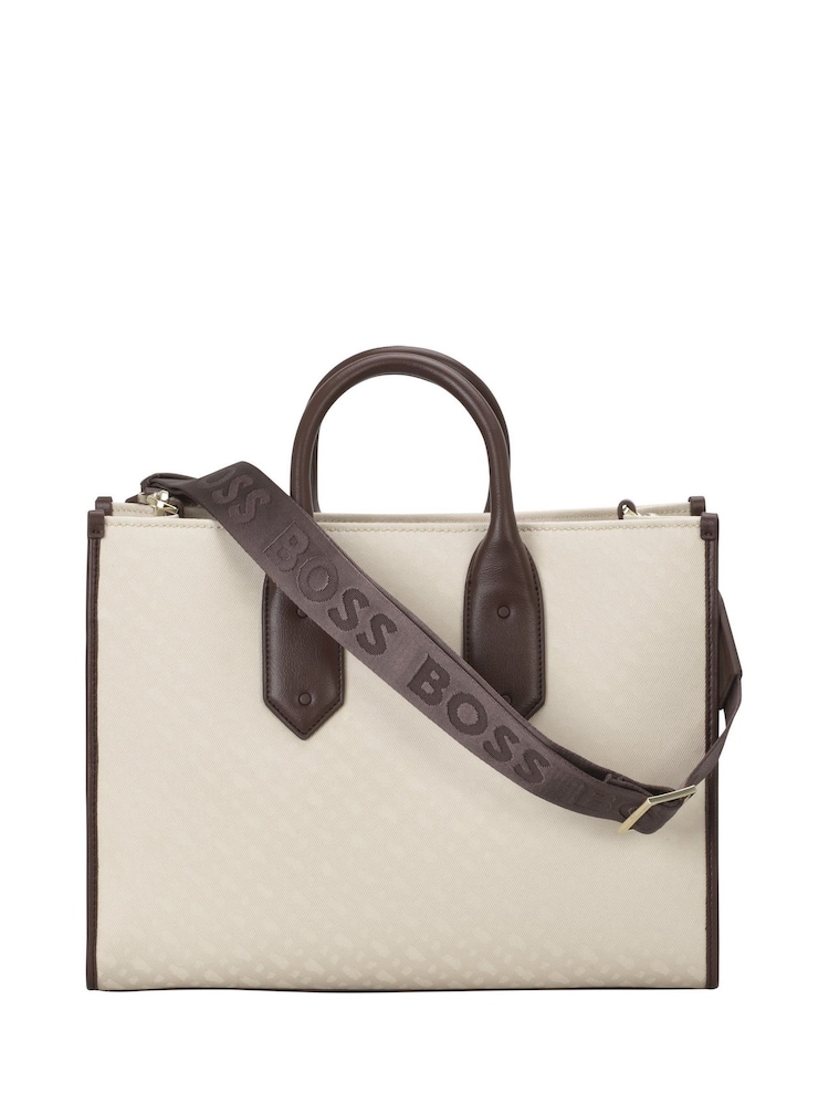 Bolsa tote BOSS Monogram-Twill de pele sintética - Imagem 2 de 3