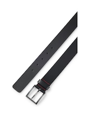 HUGO Black Hugo Branded Buckle Stitching Leather Belt - Image 2 of 5