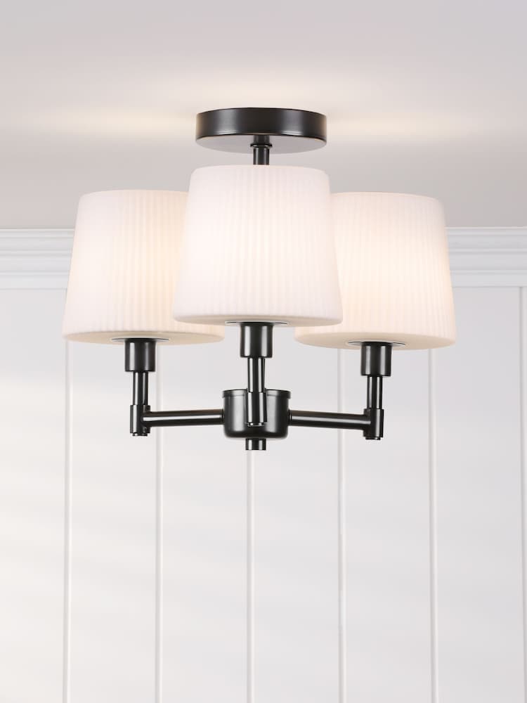 Laura Ashley Matt Black Bayfield 3 Light Semi Flush Ceiling Light Ip44 - Image 1 of 7