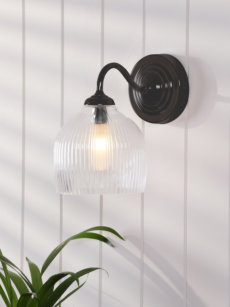 Laura Ashley Matt Black Charissa 1 Light Wall Light Ip44 - Image 1 of 7