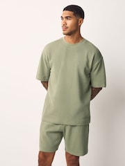 Green/Grey/Neutral 100% Cotton Co-ord T-Shirts And Shorts Set 3 Pack - Image 3 of 15