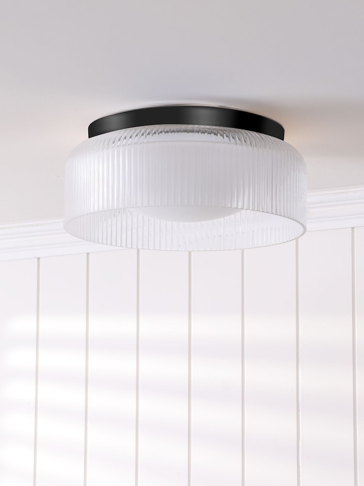 Laura Ashley Matt Black Charissa 1 Light Flush Ceiling Light Ip44 - Image 2 of 7