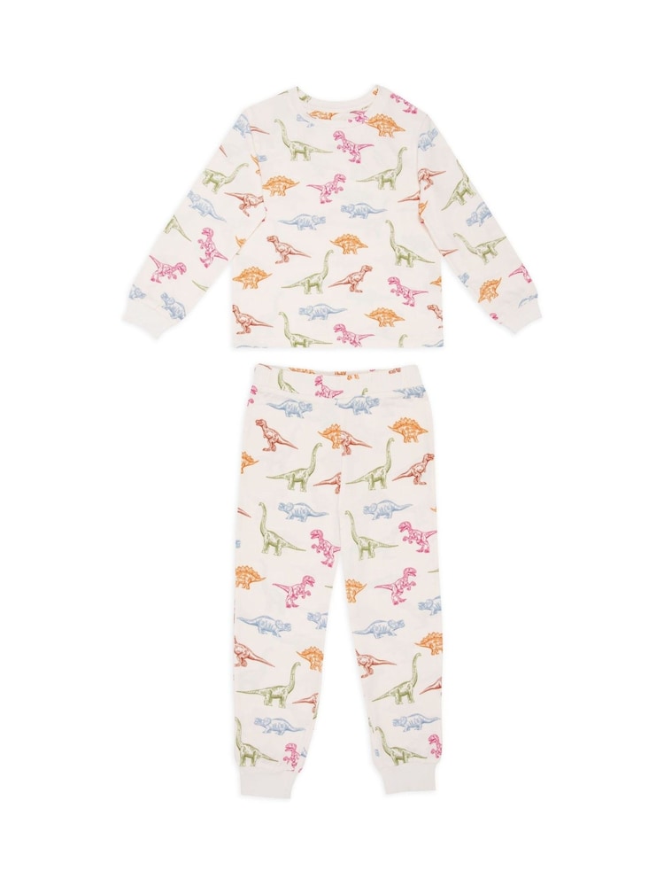 Wit - Chelsea Peers Kids Dinosaur Print Long Pyjama Set - Image 1 of 3