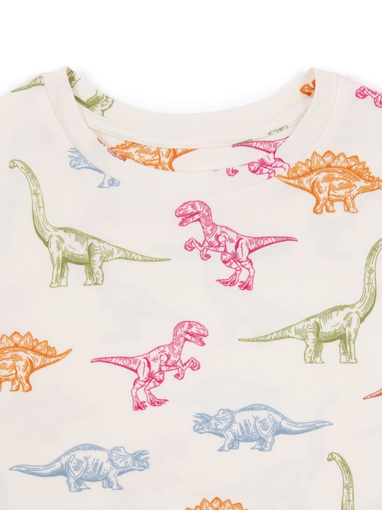 Weiß - Chelsea Peers Kinder-Langpyjama-Set mit Dinosaurier-Print - Bild 3 von 3 Weiß - Chelsea Peers Kinder-Langpyjama-Set mit Dinosaurier-Print - Bild 3 von 3