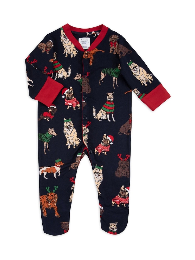 Chelsea Peers Baby 12 Dogs of Christmas Print Sleepsuit - Изображение 2 из 3