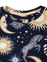 Chelsea Peers Blue Kids Celestial Zebra Print Long Pyjama Set - Image 3 of 3