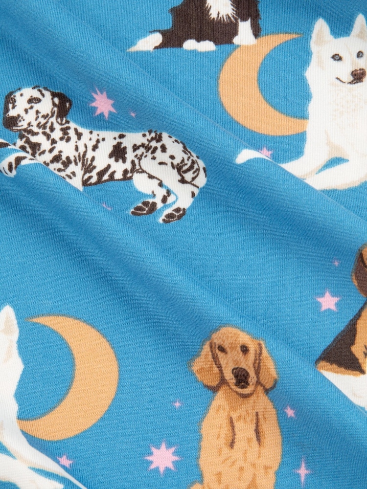 Chelsea Peers Blue Kids Mystic Dogs Print Long 100% Cotton Pyjamas Set - Image 3 of 3