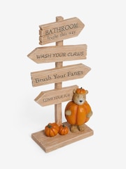 Natural Halloween Pumpkin Bertie Bear Slogan Sign Ornament - Image 2 of 4