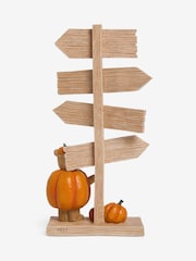 Natural Halloween Pumpkin Bertie Bear Slogan Sign Ornament - Image 3 of 4