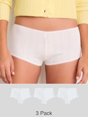 White Boyshort Pointelle Knickers 3 Pack - Image 1 of 11