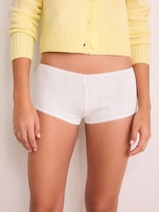 White Boyshort Pointelle Knickers 3 Pack - Image 2 of 11