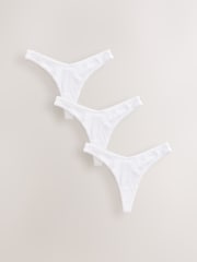 White Thong Pointelle Knickers 3 Pack - Image 1 of 6