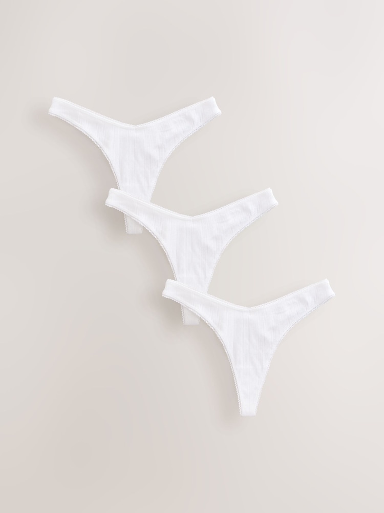 White Thong Pointelle Knickers 3 Pack - Image 6 of 6