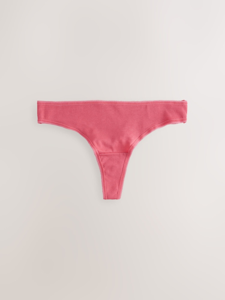 Berry Pink Thong Cotton Rich Knickers 5 Pack - Image 3 of 8