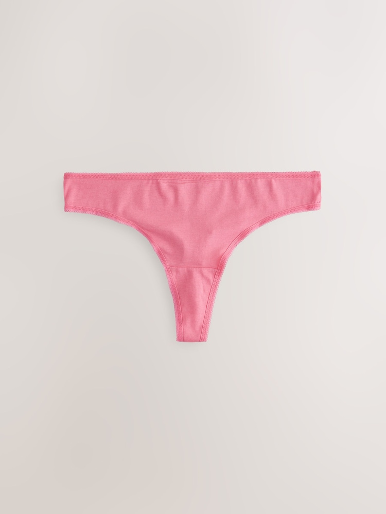 Berry Pink Thong Cotton Rich Knickers 5 Pack - Image 4 of 8