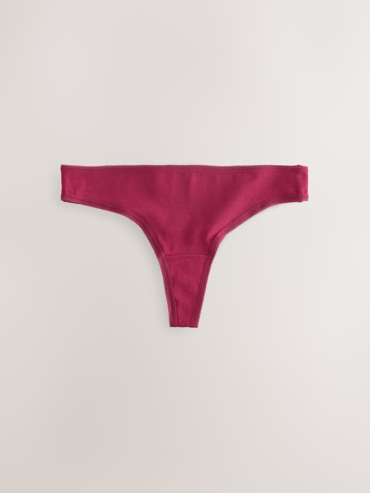 Berry Pink Thong Cotton Rich Knickers 5 Pack - Image 6 of 8