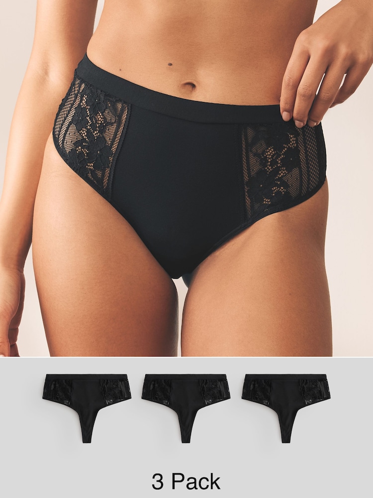 Negro - Pack de 3 braguitas de modal y encaje - Imagen 1 de 9 Negro - Pack de 3 braguitas de modal y encaje - Imagen 1 de 9