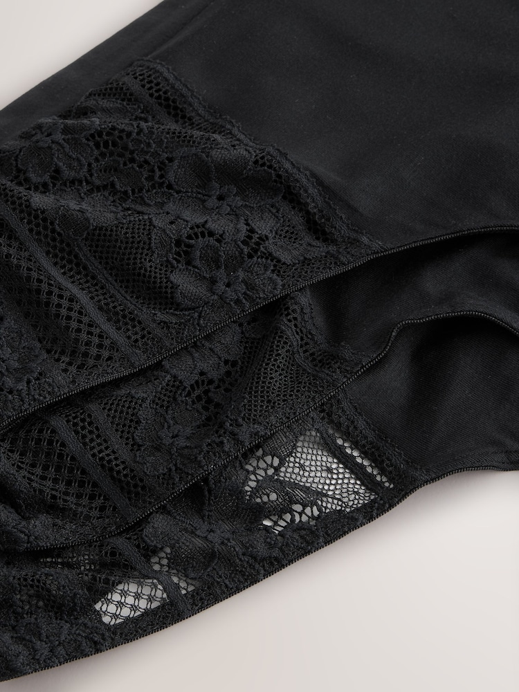 Black High Waisted Thong Modal & Lace Knickers 3 Pack - Image 9 of 9