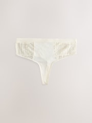 Khaki/Light Pink/Cream High Waisted Thong Modal & Lace Knickers 3 Pack - Image 4 of 6