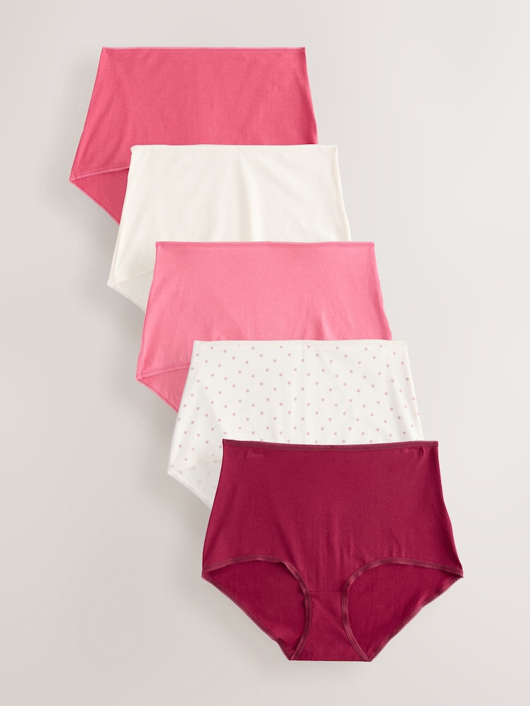 Berry Pink Full Brief Rich Knickers 5 Pack - Image 1 of 8