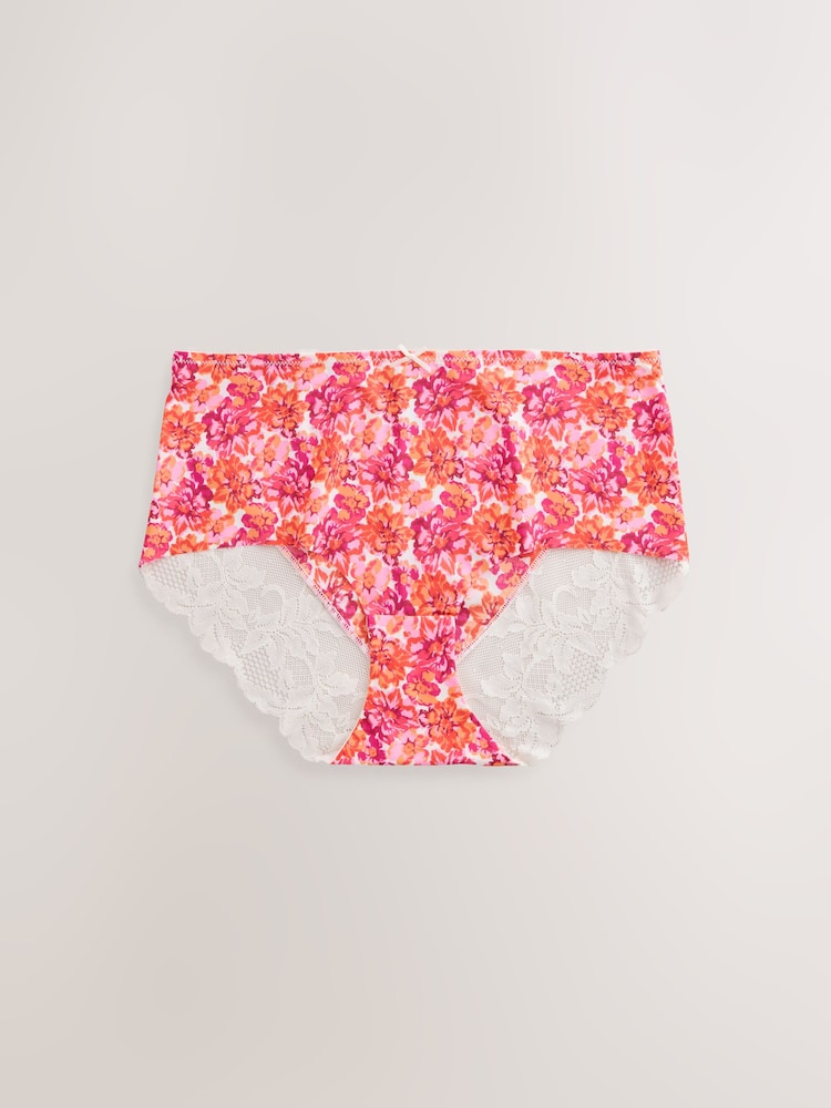 Tropical Print Midi No VPL Lace Back Briefs 5 Pack - Image 5 of 7