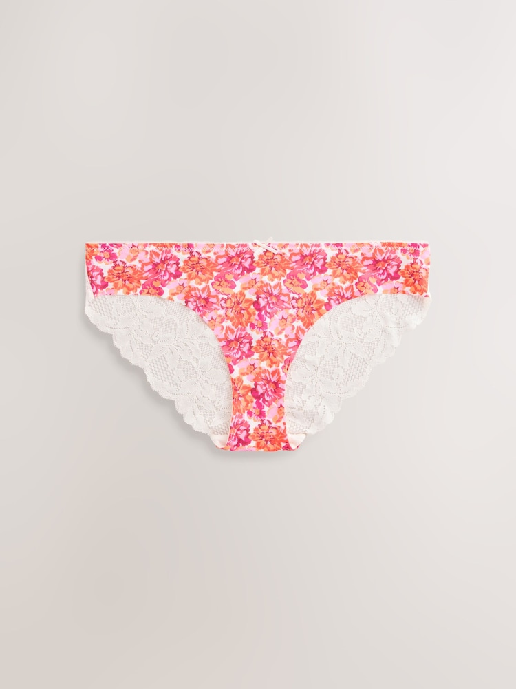 Tropical Print Brazilian No VPL Lace Back Briefs 5 Pack - Image 9 of 9