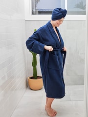 Dock & Bay Nautical Navy Hair Wrap Quick Dry Hair Towel Waffle - Image 2 of 6