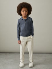 Reiss Airforce Blue Trafford 9-13 yrs Merino Wool Polo Shirt - Image 3 of 4