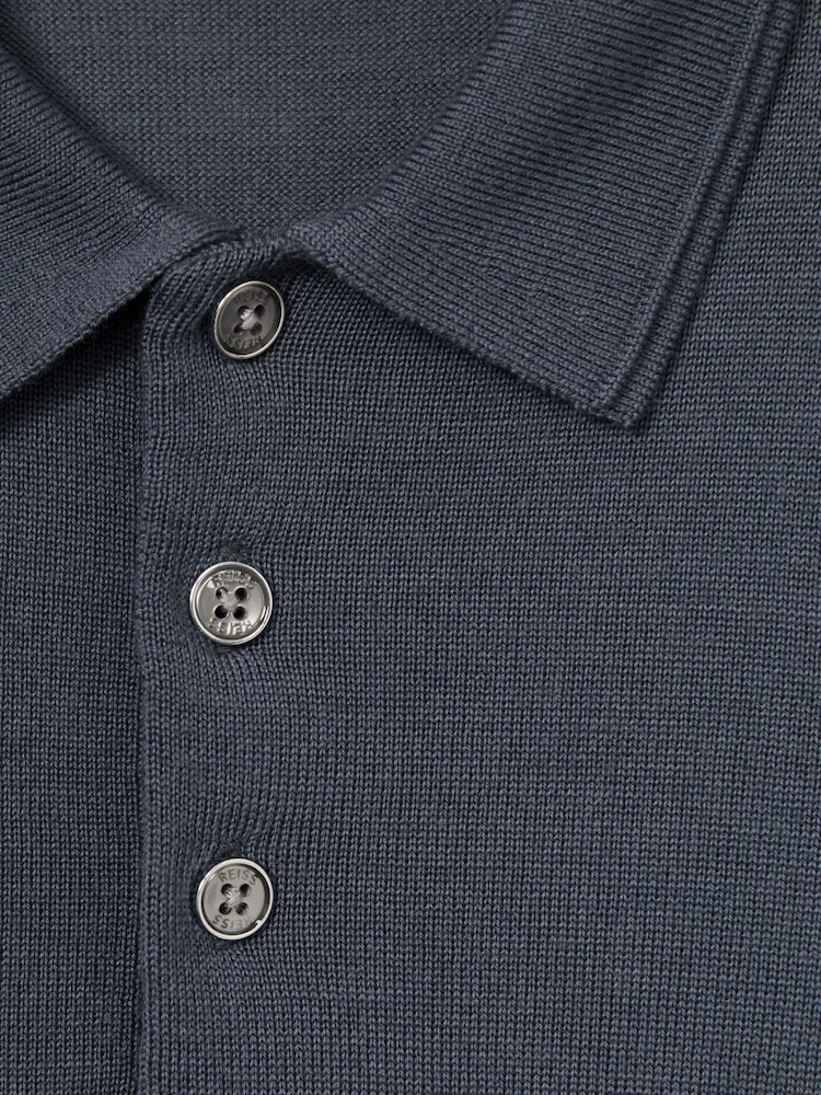Reiss Airforce Blue Trafford 9-13 yrs Merino Wool Polo Shirt - Image 4 of 4