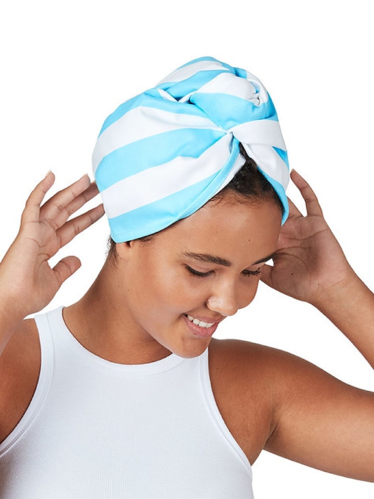 Dock & Bay Tulum Blue Hair Wrap Quick Dry Hair Towel Suede - Image 2 of 6