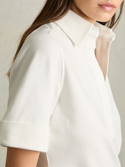 Reiss Cream Astrid Open-Collar Polo Shirt - Image 4 of 7