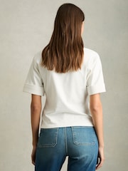 Reiss Cream Astrid Open-Collar Polo Shirt - Image 5 of 7