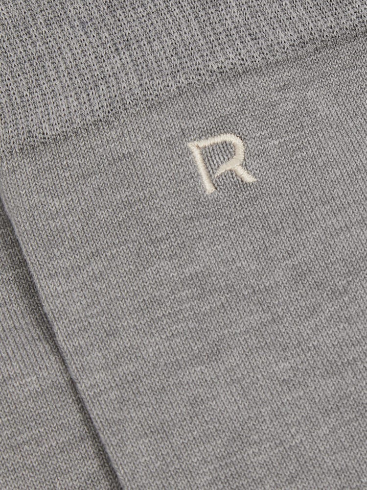 Reiss Mid Grey/Oatmeal Penn Cotton-Blend Logo-Embroidered Socks - Image 3 of 3 Reiss Mid Grey/Oatmeal Penn Cotton-Blend Logo-Embroidered Socks - Image 3 of 3