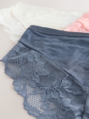 Navy/Pink High Rise High Leg Lace Trim Knickers 3 Pack - Image 12 of 12