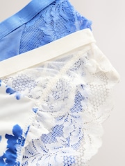 Blauw bloemenprint - Set van 2 hoogopgesneden slipjes met kanten afwerking - Image 11 of 11