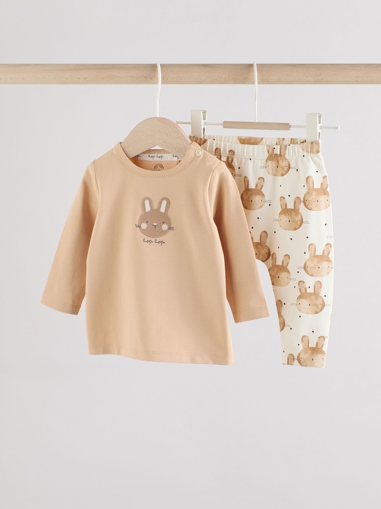 Neutro con conejito - Conjunto de 2 piezas de camisetas y leggings para bebé (0 meses a 2 años) - Imagen 1 de 11