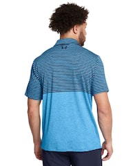 Under Armour Navy/Turquoise Golf Playoff 3.0 Stripe Polo Shirt - Image 2 of 4