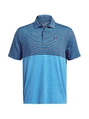 Under Armour Navy/Turquoise Golf Playoff 3.0 Stripe Polo Shirt - Image 3 of 4