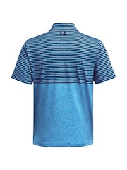 Under Armour Navy/Turquoise Golf Playoff 3.0 Stripe Polo Shirt - Image 4 of 4