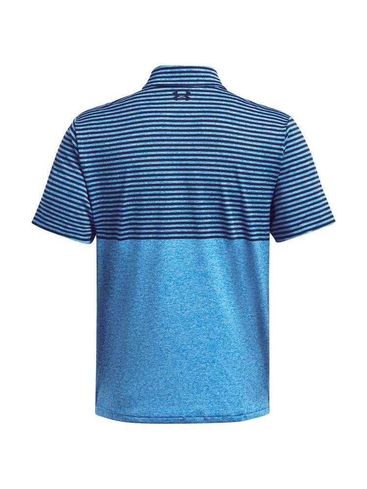 Under Armour Navy/Turquoise Golf Playoff 3.0 Stripe Polo Shirt - Image 4 of 4